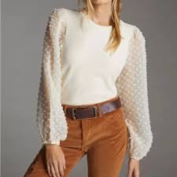Anthropologie Maeve Textured-Long Sleeve Top L - Picture 10 of 13